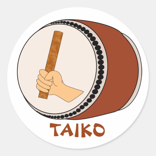 Händekleber Taiko Trommelfell Japanisches Trommeln Runder Aufkleber (Vorderseite)