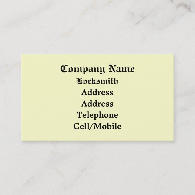 HANDEL, LOCKSMITTEL VISITENKARTE (Vorderseite)