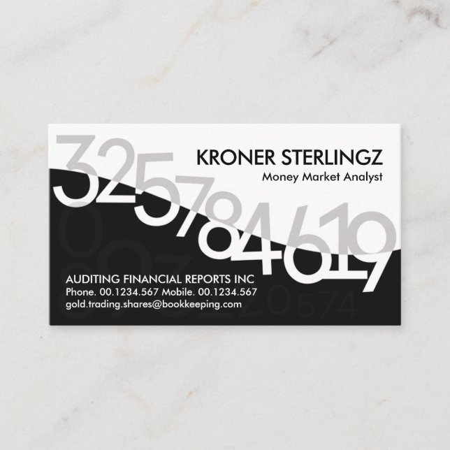 Handel mit Zahlen für Finanzströme Visitenkarte (Vorderseite)
