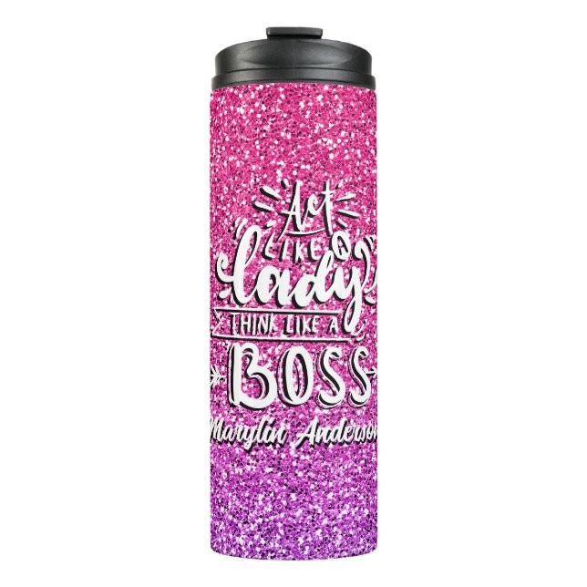 HANDELN WIE EIN LADY DENKE WIE EIN BOSS CUSTOM THERMOSBECHER (Vorderseite)