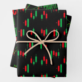 Handelschart-Muster Streetwear rote grüne Kerze Geschenkpapier Set