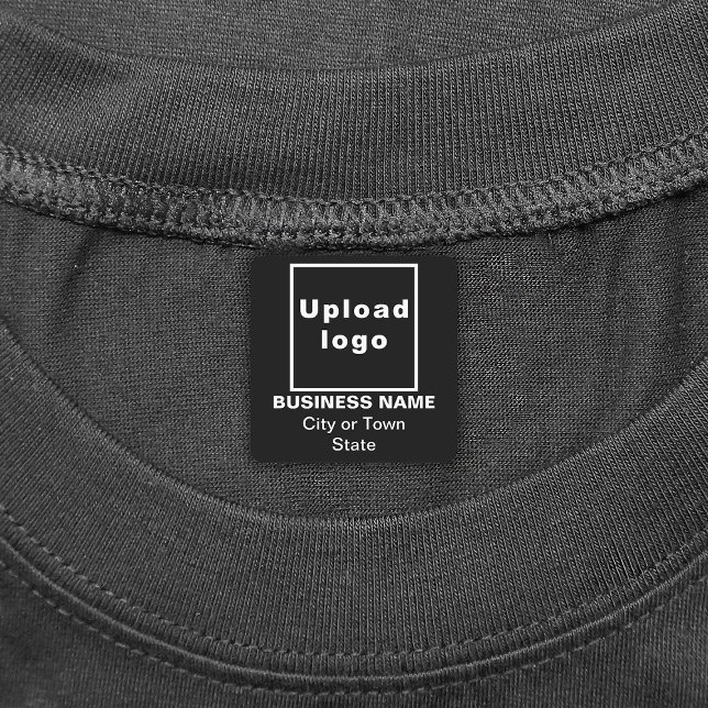 Handelsmarke auf dem Etikett "Black Square Iron On (Black square iron on label with your business brand)