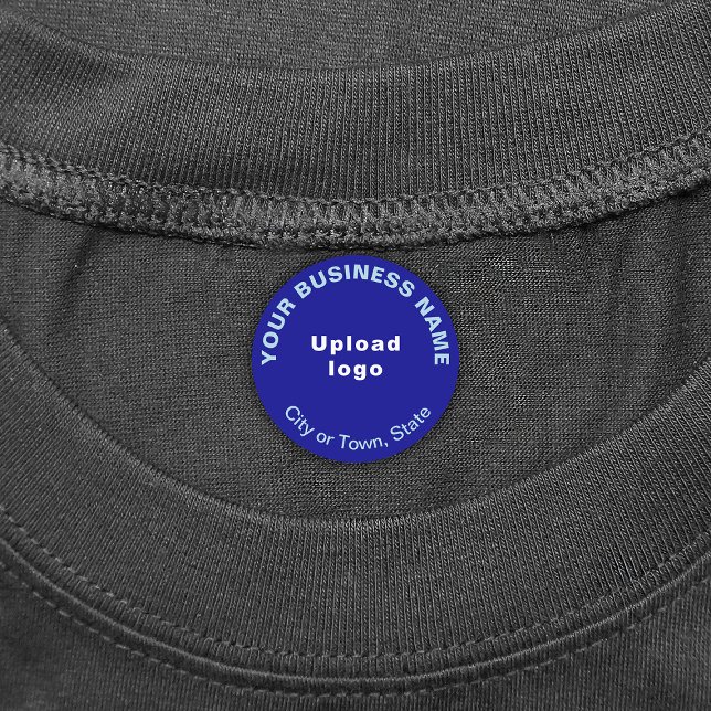 Handelsmarke auf dem Etikett "Blue Round Iron On L (Blue round iron on label with your business brand)