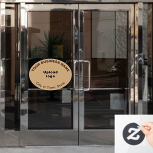 Handelsmarke auf hellbraune Ovalform Fensteraufkleber