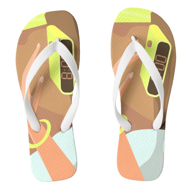 Händeschalten auf den Knopf Wecker-Schlummertaste Flip Flops (Fußbett)