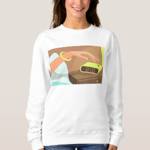 Händeschalten auf den Knopf Wecker-Schlummertaste Sweatshirt