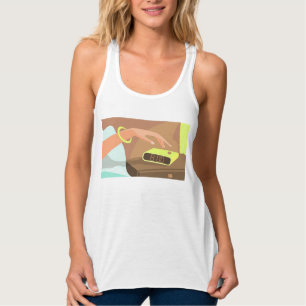 Händeschalten auf den Knopf Wecker-Schlummertaste Tank Top