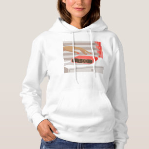 Händeschalten der Frauen auf den Knopf für den Wec Hoodie