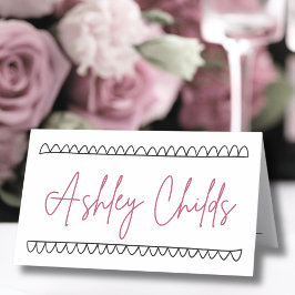 Händeschilderung mit französischem Whimsiknamen Ho Platzkarte