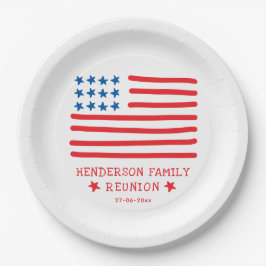 Händeschleife für die Amerikanische Flagge - Wiede Pappteller
