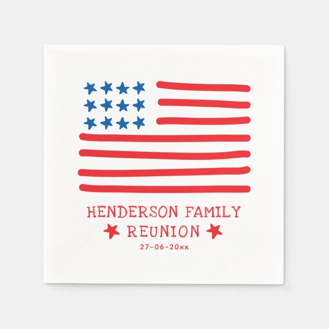 Händeschleife für die Amerikanische Flagge - Wiede Serviette (Vorderseite)