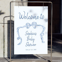 Händezeichnen Blue Bow Boy Babydusche Begrüßungsze