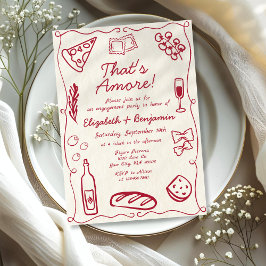Händezeichnen Roter Retro Italienische Engagement- Einladung