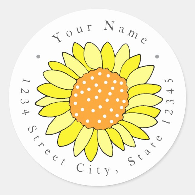 Händezeichnung Sonnenblumen Runder Aufkleber (Vorderseite)