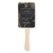 Handfächer aus schwarzem und goldenem Marmor