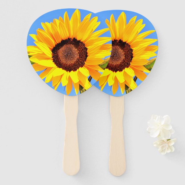 Handfächer mit gelben Sonnenblumen (Vorne und Hinten)