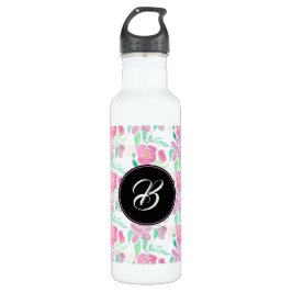 Handfarben Sommer Lila Blumenmonogramm Edelstahlflasche