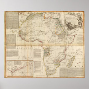 Handfarbene Karte aus Afrika Poster