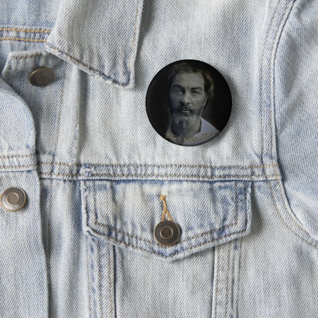 Handfarbenes Walt Whitman Portrait Button (Beispiel)