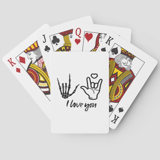 Handformung - Skelettfächer für das Herz Spielkarten (Rückseite)