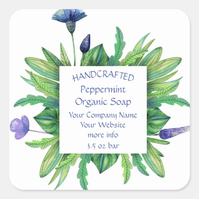 Handgearbeitete Blume weiß Quadratischer Aufkleber (Vorderseite)