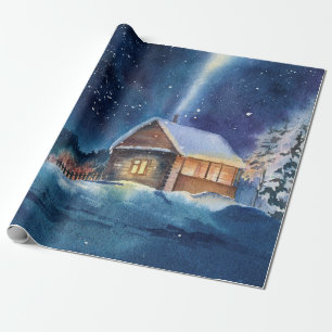 Handgearbeitete Winterlandschaft Geschenkpapier