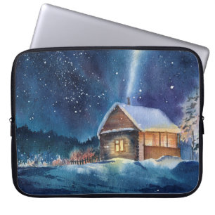 Handgearbeitete Winterlandschaft Laptopschutzhülle