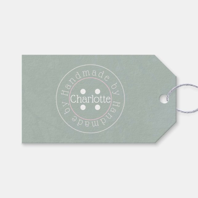 Handgefertigt durch Nähen von Tastengeschenkel Geschenkanhänger (Vorderseite (Horizontal))