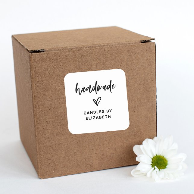 Handgefertigt | Etikett für lässiges Skriptpaket Quadratischer Aufkleber (Von Creator hochgeladen)