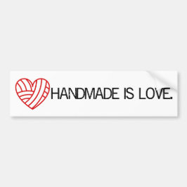 Handgefertigt ist Liebe Garn Herz Handwerk Autoaufkleber