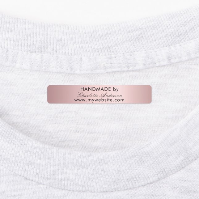 Handgefertigt mit dem Namen blass pink script Etiketten (Befestigt)