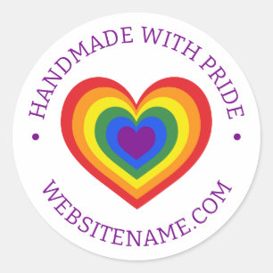Handgefertigt mit der LGBTQ Rainbow Heft Website Runder Aufkleber