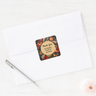 Handgefertigt mit Ihrem Namen Rosepaint Rosemaling Quadratischer Aufkleber