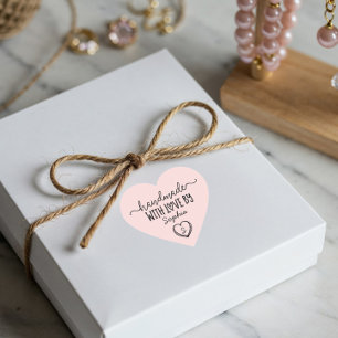 Handgefertigt mit Liebe-angepassten Monogramm-Heft Herz-Aufkleber