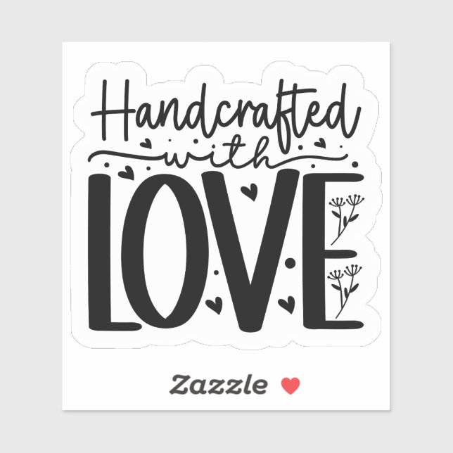 Handgefertigt mit LIEBE Aufkleber (Blatt)