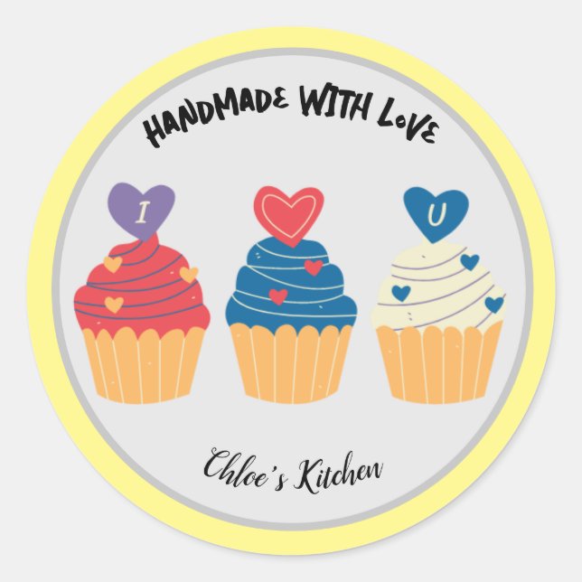 Handgefertigt mit Liebe - Aufkleber für Unternehme (Vorderseite)