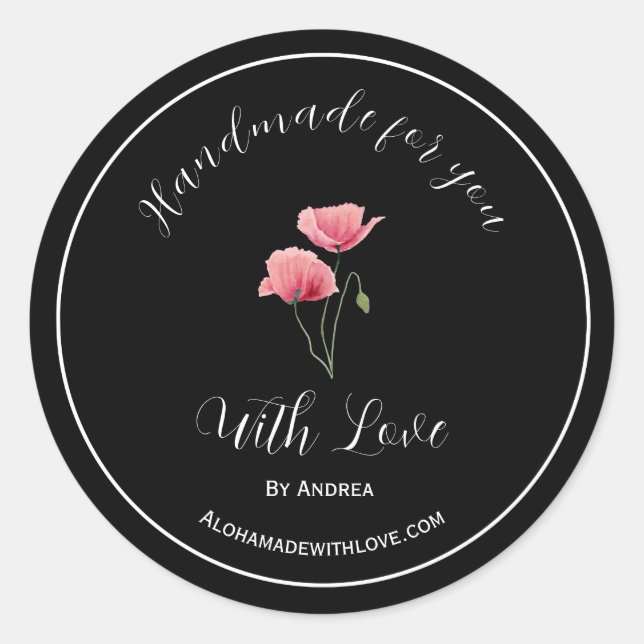 Handgefertigt mit Liebe Aufkleber für Zollwaren (Vorderseite)