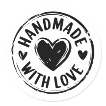 Handgefertigt mit Liebe Aufkleber mit Herzdesign
