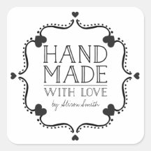 Handgefertigt mit Liebe-Aufklebern mit Herz