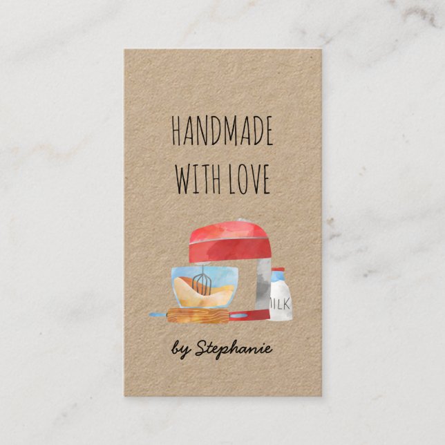 Handgefertigt mit Liebe Backen | Bakeholder-Papier Visitenkarte (Vorderseite)