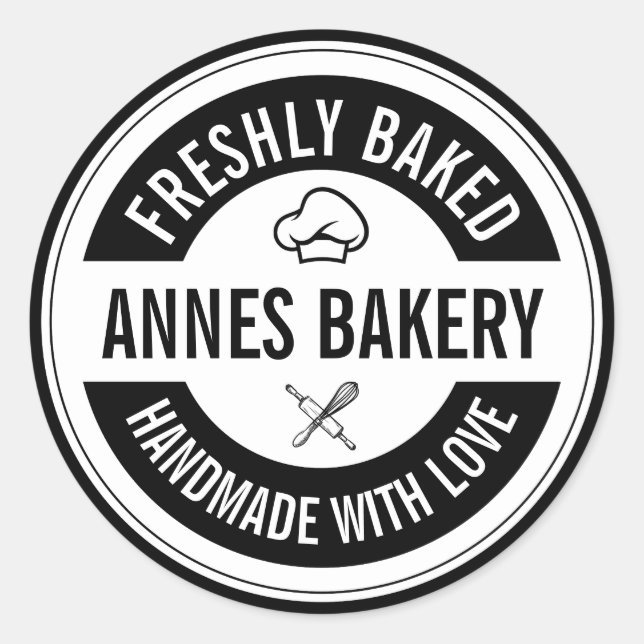 Handgefertigt mit Liebe Bakery Business Sticker (Vorderseite)