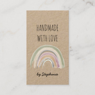Handgefertigt mit Liebe Boho Regenbogen Kraftpapie Visitenkarte