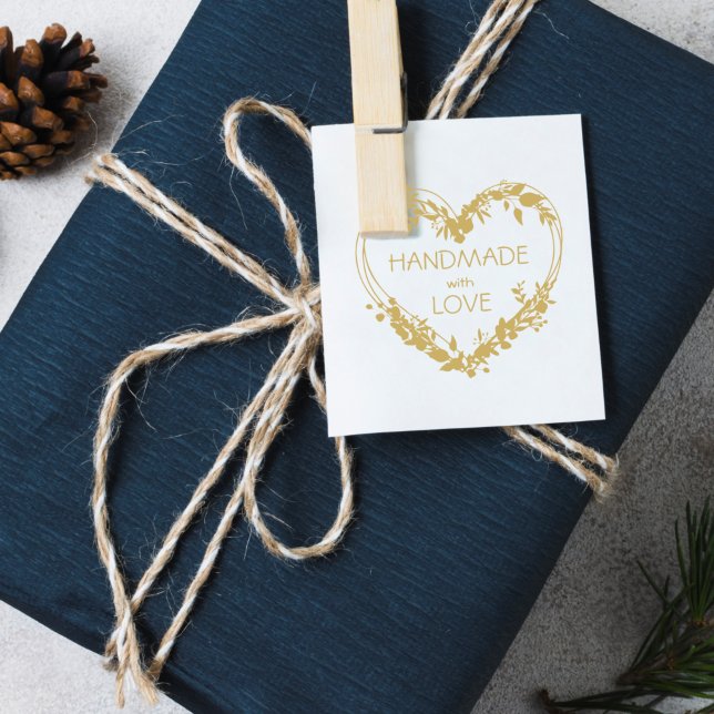 Handgefertigt mit Liebe botanischer Herzklopfen Gummistempel (Von Creator hochgeladen)