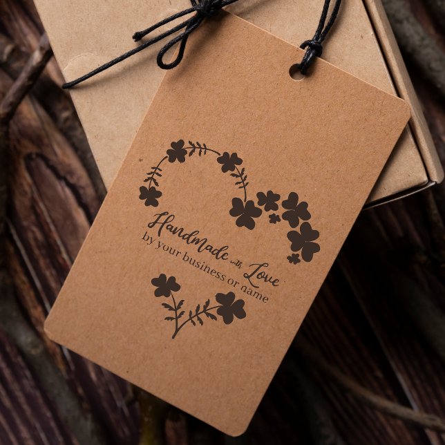 Handgefertigt mit Liebe Botanisches Herz Blumengar Gummistempel (Von Creator hochgeladen)