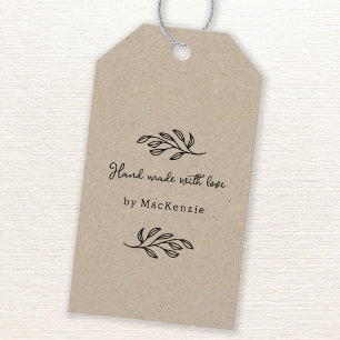 Handgefertigt mit Liebe Braunes Papier Botanisches Geschenkanhänger