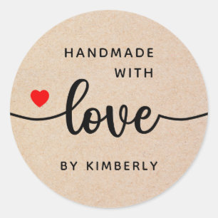 Handgefertigt mit Liebe Classic Round Aufkleber