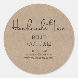 Handgefertigt mit Liebe Country Kraft Look Custom Runder Aufkleber