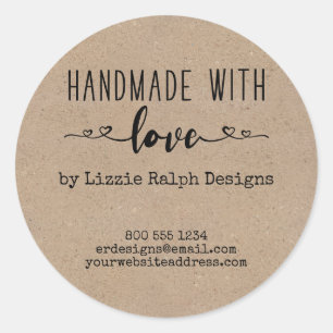 Handgefertigt mit Liebe Country Kraft Look Labels Runder Aufkleber