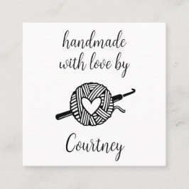 Handgefertigt mit Liebe Crochet Quadratische Visitenkarte