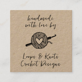 Handgefertigt mit Liebe Crochet Quadratische Visitenkarte